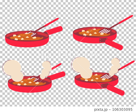 加熱中の麻婆豆腐　フライパンセット 106303095