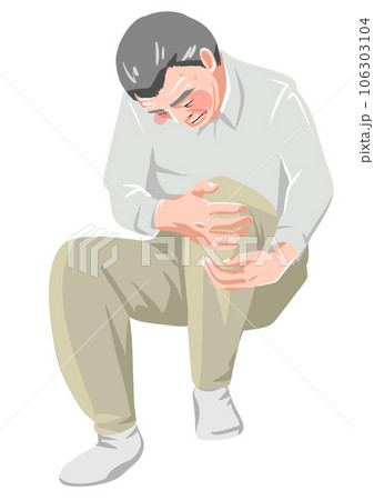 膝の痛みに悩むシニア 106303104