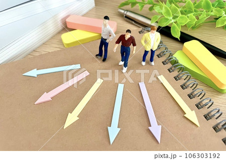 選択肢の前で迷う男性 進路を決める 選択肢の前で迷う男性 進路を決める 106303192