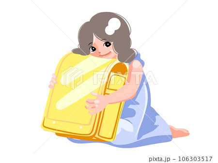 ランドセルを大切に抱える少女 106303517