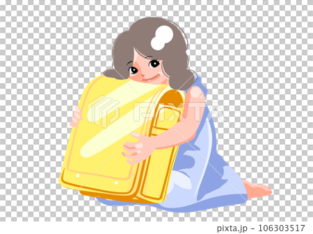 ランドセルを大切に抱える少女 106303517