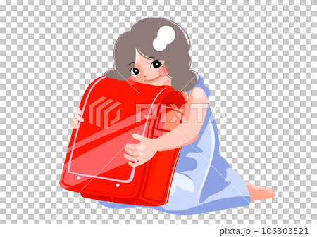 ランドセルを大切に抱える少女 106303521