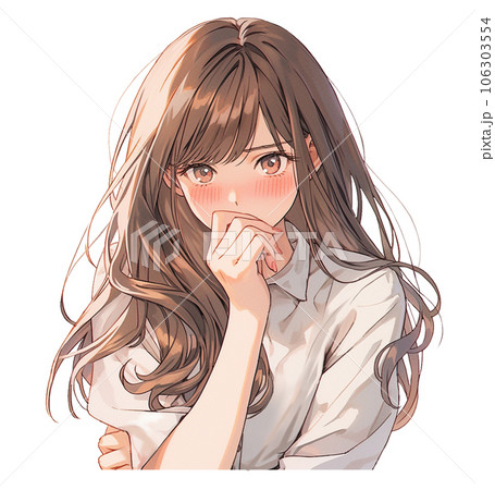 恥ずかしがり顔を赤らめる女性 106303554