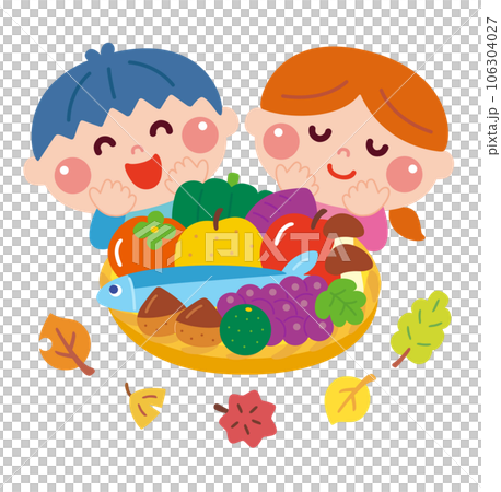 Illustration of autumn taste and children Illustration of autumn taste and children 106304027