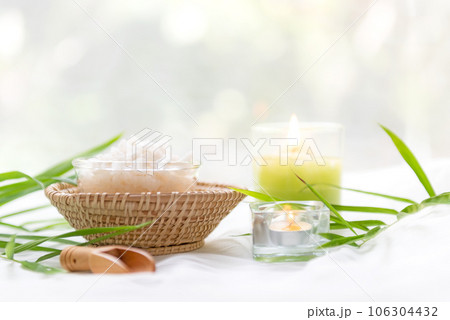 Thai Spa Treatments aroma therapy salt and  sugar scrub massage with bamboo 106304432