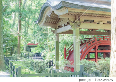 新潟　弥彦神社の玉の橋 106304475