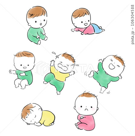いろいろなポーズのあかちゃん 106304588