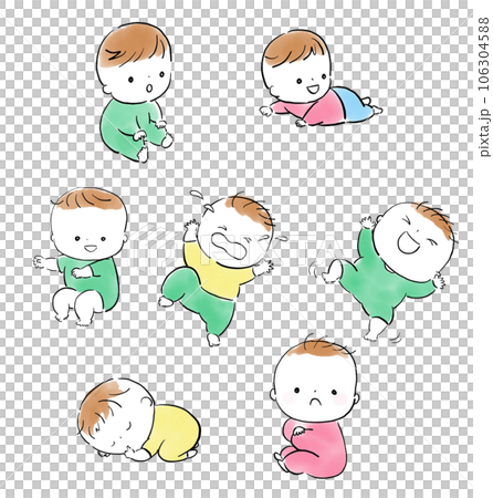いろいろなポーズのあかちゃん 106304588