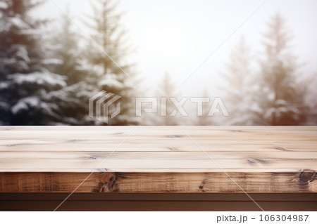 Wood Table For Products Displayed With Blurred...のイラスト素材 [106304987 ...