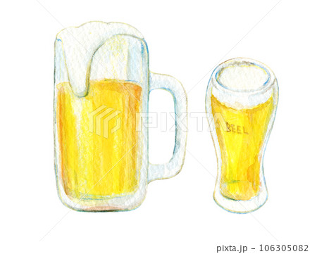 水彩イラスト　手描きイラスト　生ビール 106305082