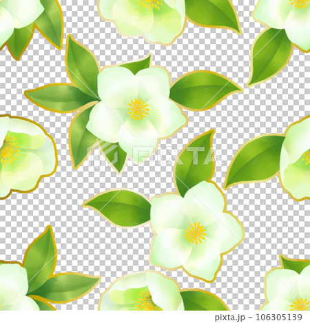 Seamless pattern with Christmas rose motif Seamless pattern with Christmas rose motif 106305139
