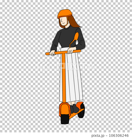 電動キックボードに乗る女性のイラスト 106306246