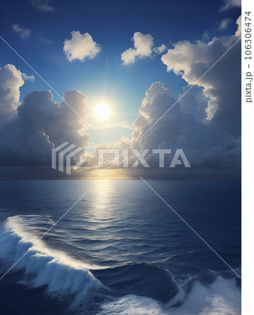 AI 画像生成による海と波と太陽 AI 画像生成による海と波と太陽 106306474