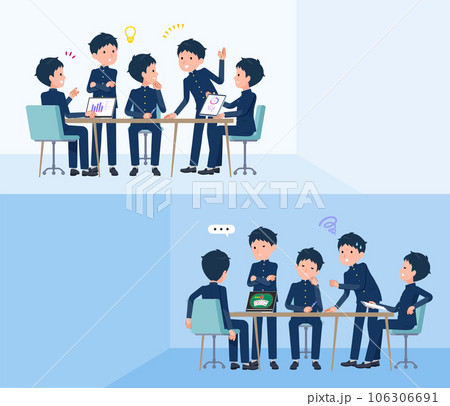 脳内会議をする学ラン男子学生のセット 106306691