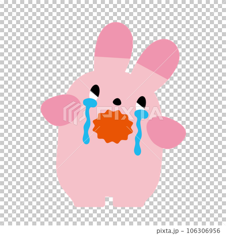一隻哭泣的粉紅兔子的插圖 106306956