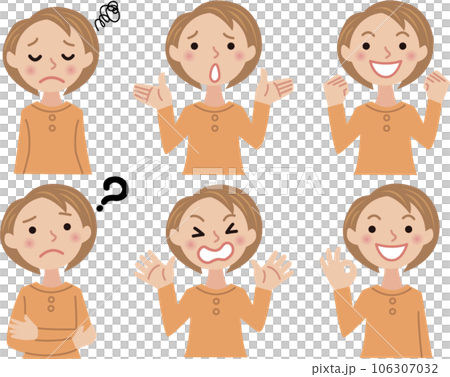 Various upper body pose sets for young women 106307032