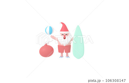 Elevate your festivities with a 3D Santa Claus in a Summer Christmas ambiance. Craft imaginative decor blending seasonal summer and 3D artistry for a magical holiday experience. 106308147