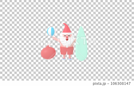 Elevate your festivities with a 3D Santa Claus in a Summer Christmas ambiance. Craft imaginative decor blending seasonal summer and 3D artistry for a magical holiday experience. 106308147