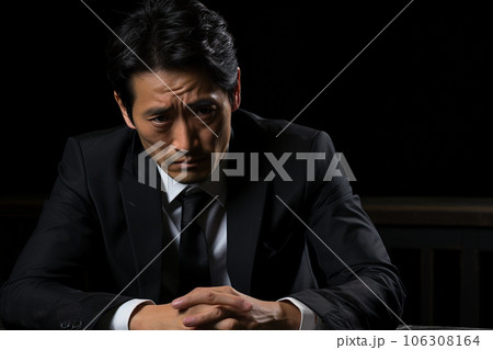深い悲しみに暮れる男性ビジネスパーソン「AI生成画像」 深い悲しみに暮れる男性ビジネスパーソン「AI生成画像」 106308164