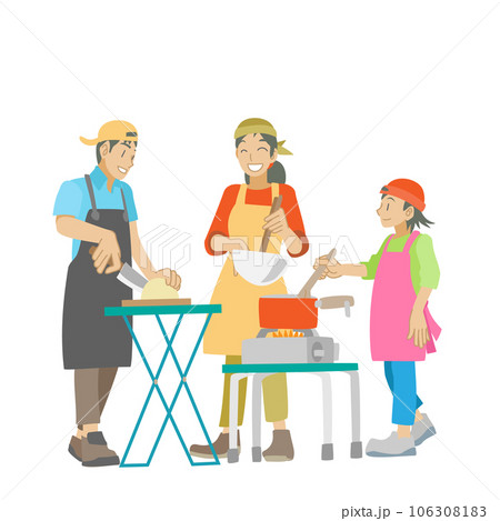 キャンプで料理を楽しむ親子 キャンプで料理を楽しむ親子 106308183