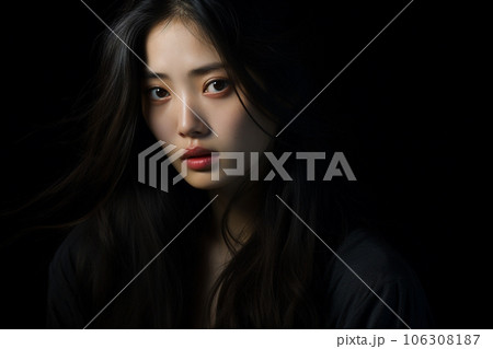 深い悲しみに包まれる女性の表情「AI生成画像」 深い悲しみに包まれる女性の表情「AI生成画像」 106308187