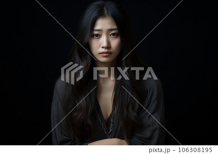 深い悲しみに包まれる女性の表情「AI生成画像」 深い悲しみに包まれる女性の表情「AI生成画像」 106308195