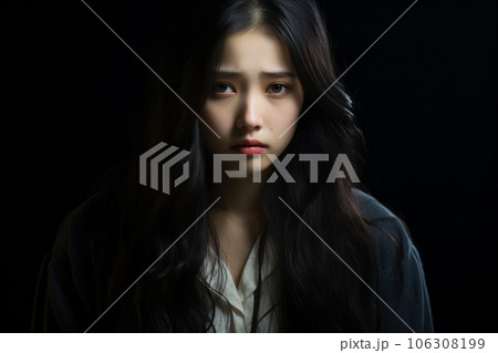 深い悲しみに包まれる女性の表情「AI生成画像」 深い悲しみに包まれる女性の表情「AI生成画像」 106308199