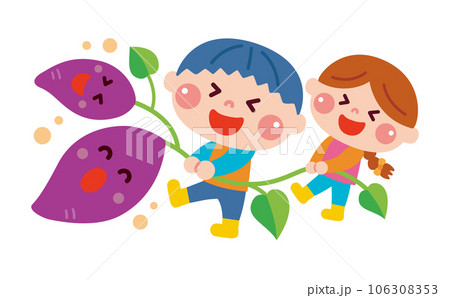 芋掘りをしている子どもたちのイラスト 106308353