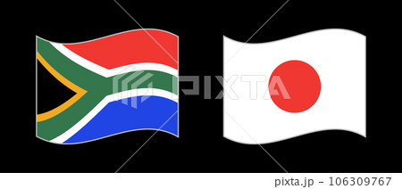南アフリカ共和国の国旗と日本国旗のアイコンセット。ベクター。 106309767