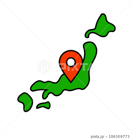 日本地図とマップピンのアイコン。ベクター。 106309773