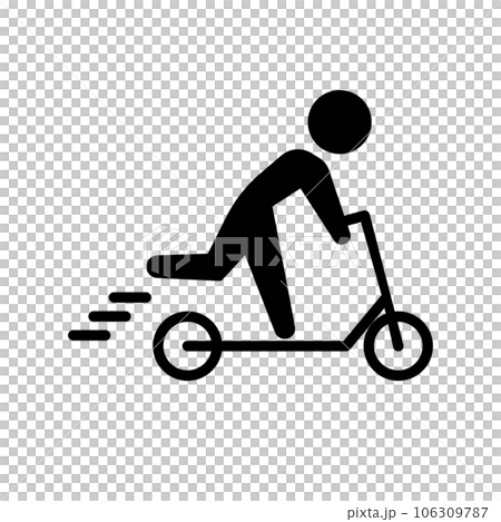 騎踏板車的人的圖標。向量。 106309787