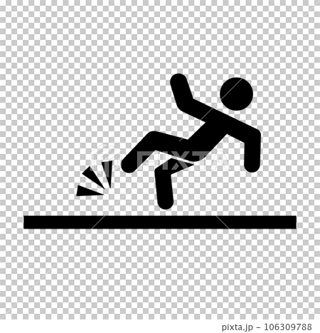 一個跌倒的人的象形圖。向量。 106309788