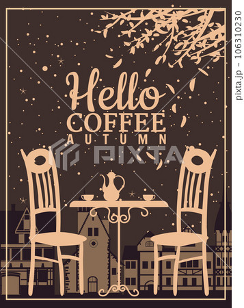 Hello Coffee autumn street cafe, outdoor, park, fall mood, night Hello Coffee autumn street cafe, outdoor, park, fall mood, night 106310230