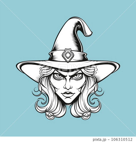 Wizard girl Hat and on Blue vector illustration Wizard girl Hat and on Blue vector illustration 106310512