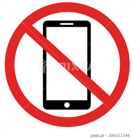 使用禁止マークつきスマホのシンプルなイラスト 使用禁止マークつきスマホのシンプルなイラスト 106311146