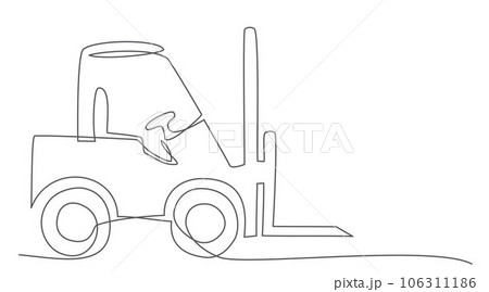 Forklift One line drawing isolated on white background 106311186