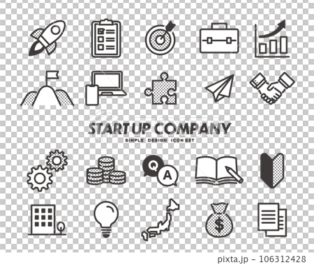 スタートアップに関するシンプルなアイコンのベクターイラスト素材 スタートアップに関するシンプルなアイコンのベクターイラスト素材 106312428
