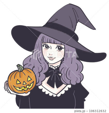 魔女,ハロウィン, イラスト, 素材, 壁紙, ジャック・オ・ランタン, コスチューム, パンプキン 106312632