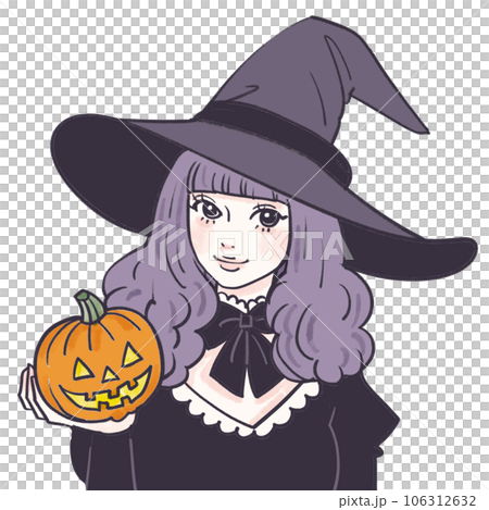 魔女,ハロウィン, イラスト, 素材, 壁紙, ジャック・オ・ランタン, コスチューム, パンプキン 106312632