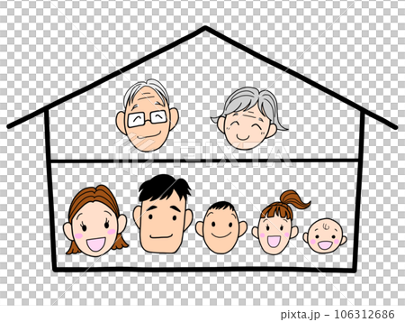 二世帯住宅のイラスト　カラー 106312686