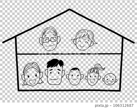 二世帯住宅のイラスト　線画 106312687