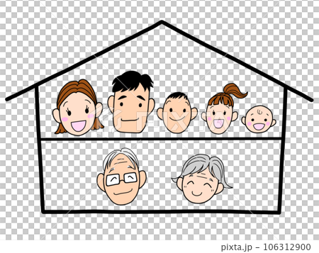 二世帯住宅のイラスト　カラー 106312900