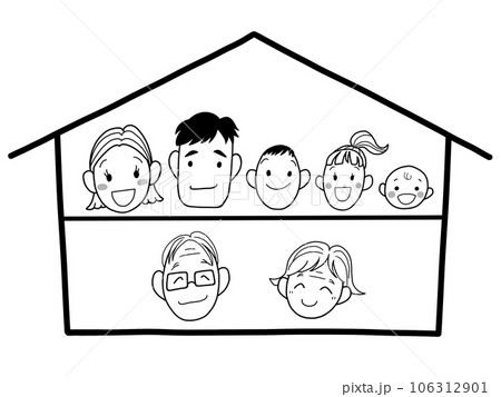 二世帯住宅のイラスト　線画 106312901
