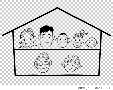 二世帯住宅のイラスト　線画 106312901