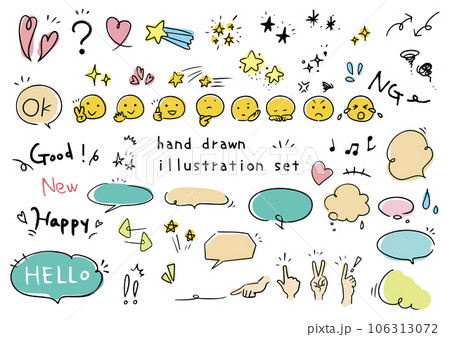 手描きイラスト素材セットのイラスト素材 [106313072] - PIXTA
