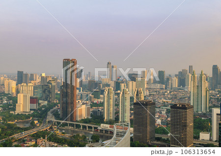 scenery of Jakarta skyline at dusk, the capital of Indonesia scenery of Jakarta skyline at dusk, the capital of Indonesia 106313654