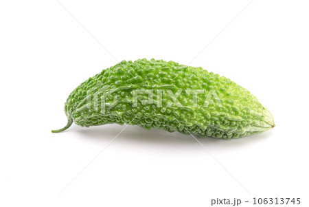Bitter melon or bitter gourd isolated on white background. copy space. 106313745