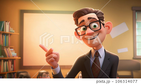 Teacher in Front of a Blurred Blackboard 106314077