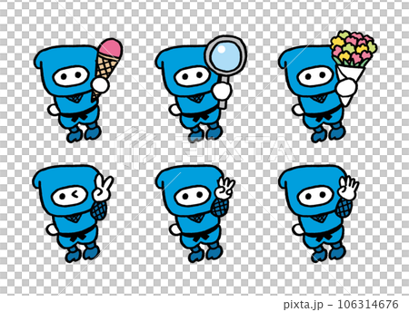 青い服着た忍法を使うかわいい忍者 106314676