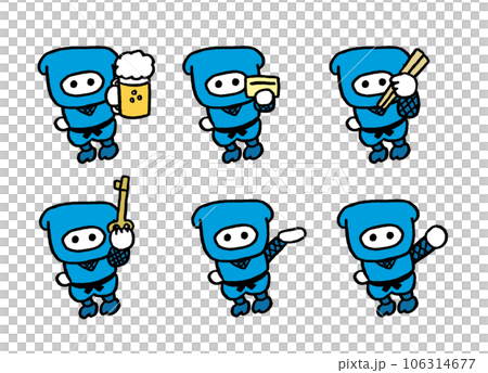 青い服着た忍法を使うかわいい忍者 青い服着た忍法を使うかわいい忍者 106314677